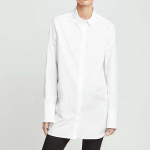 Jil Sander Long White Shirttail Hem Button Up Shirt Made in Italy Size 38 US 8